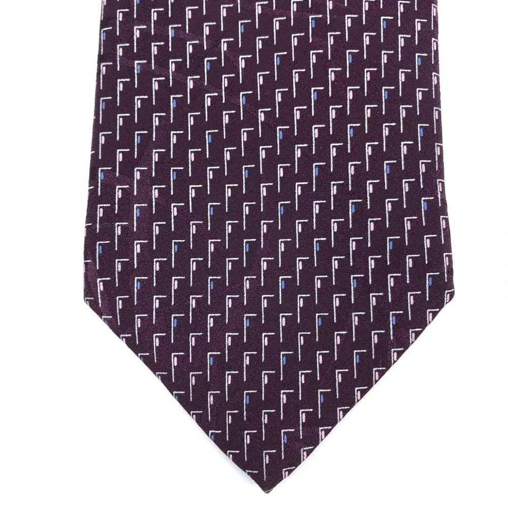 BRIONI Silk Tie Hand Made In Italy Dark Purple Blue Pink Italian Men Necktie 60